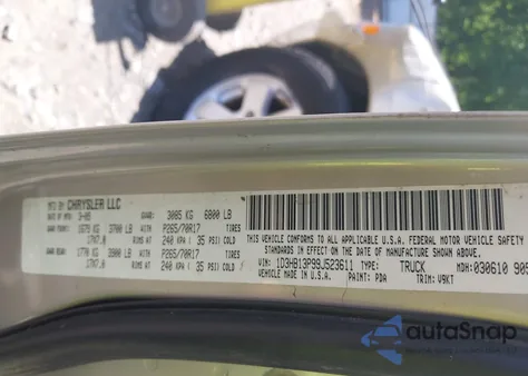 2009 Dodge Ram 1500 Slt/Sport/Trx из США, поврежденный, VIN 1D3HB13P99J523611